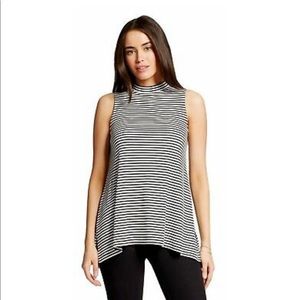 Black and white stripe high neck tank